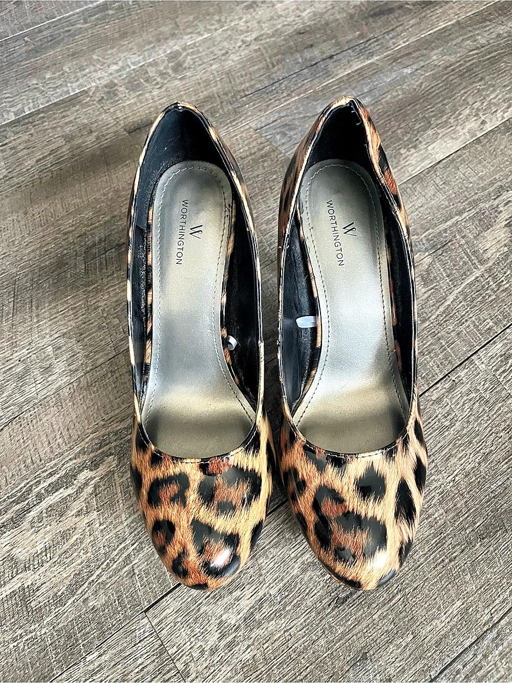 Worthington Leopard Print Patent Pumps